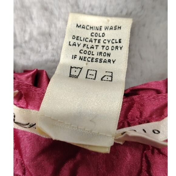 Max Studio Tank Shirt Womens Size Small Vintage Silk Burgundy Ruffle V Neck - Picture 6 of 8